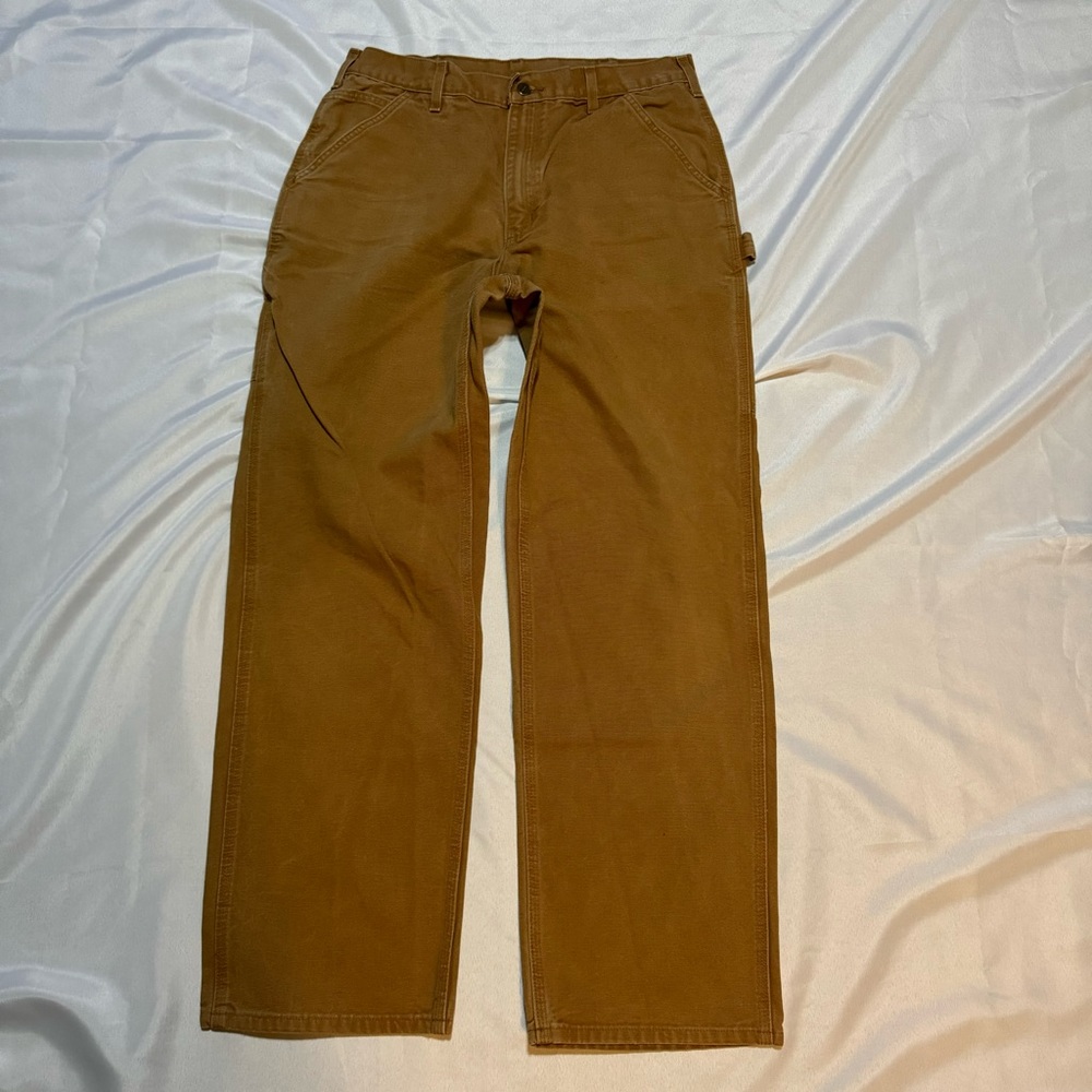 Tan Carhartt Carpenter Workwear Pants Baggy Dungaree Fit 32x31